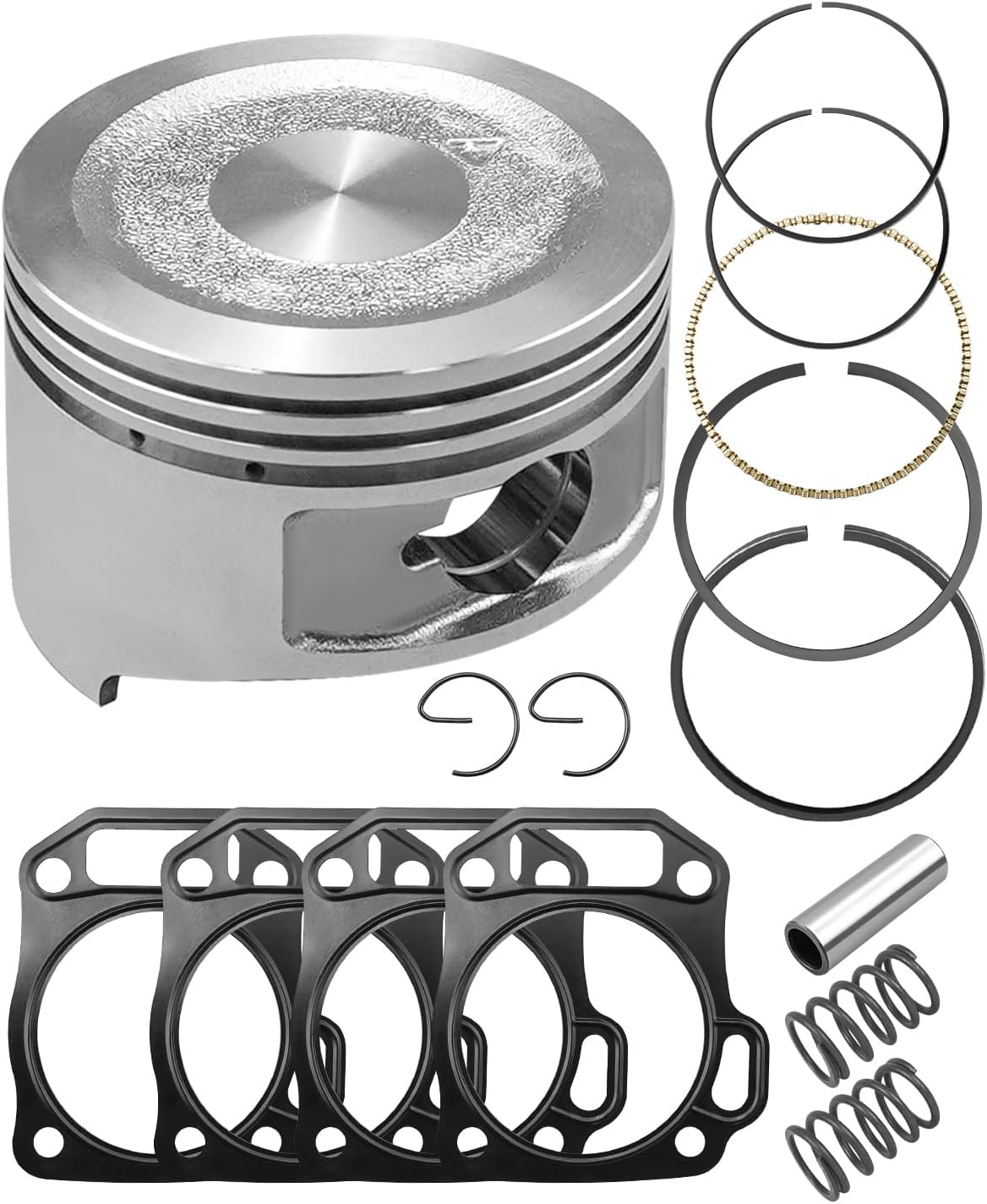 70mm Piston 550 Ring Flat Top Race Kit Fit for Predator 212cc 224cc Hemi and Non Hemi Clone Engine, Fit for Honda GX160 GX200 6.5HP Mini Bike Go Kart, with Head Gasket & 18lb Valve Springs