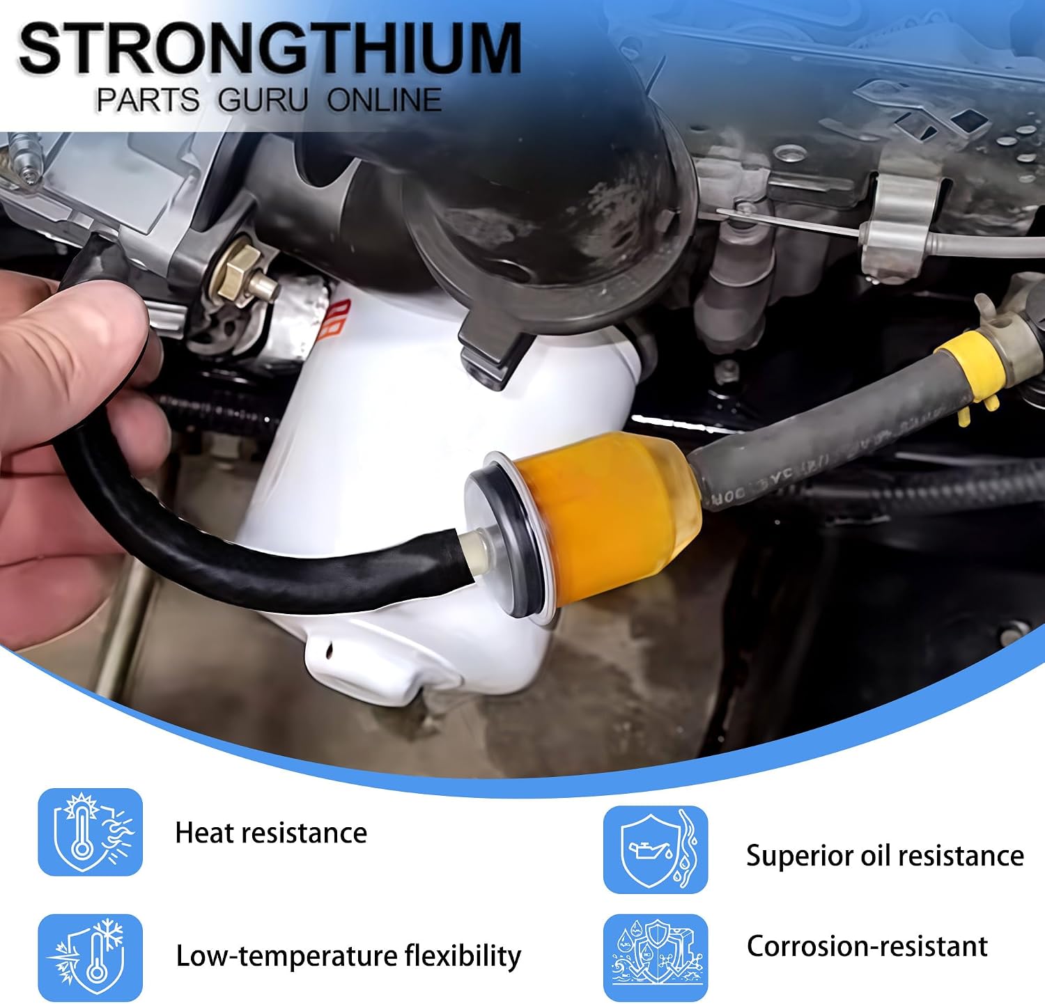 Strongthium 30705 1/4 inch ID Gas Fuel Line Hose 15" + Fuel Clamp + Fuel Shut Off Valve Compatible with Briggs Stratton