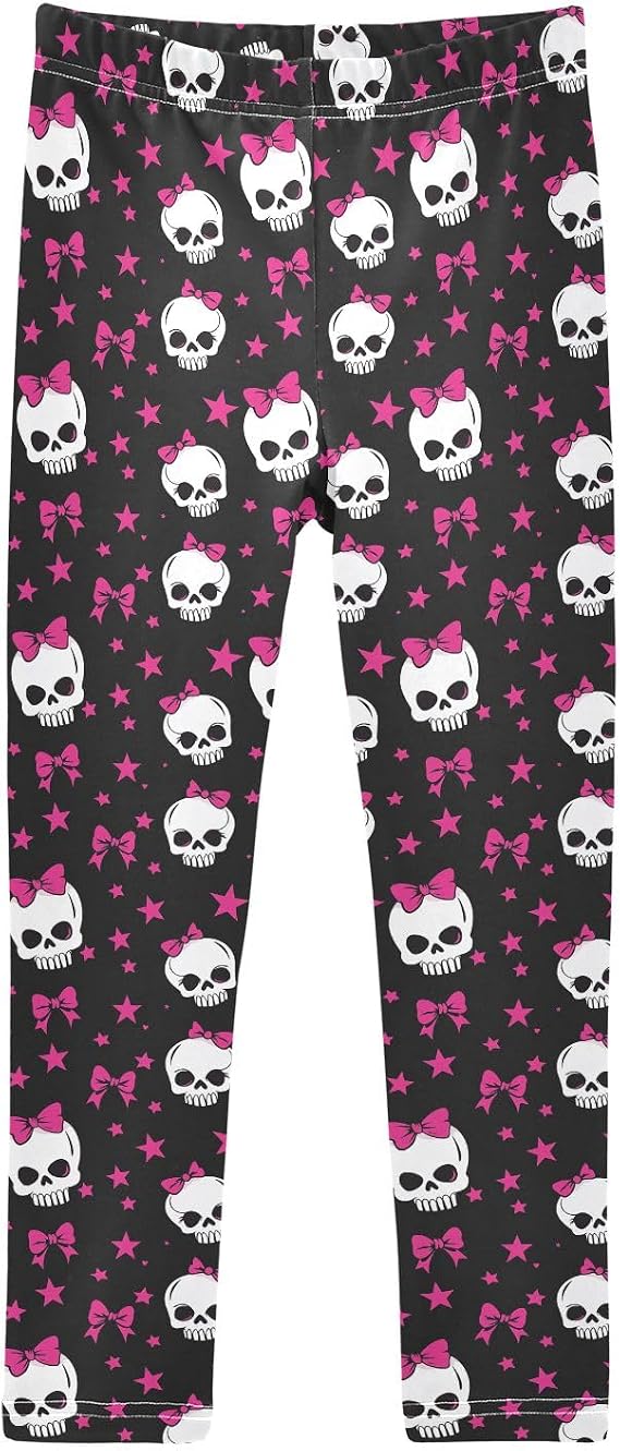 senya Girls Printed Leggings Yoga Pants White and Black Checked Seamless for Kids in 4t to 10 Years, 4T
