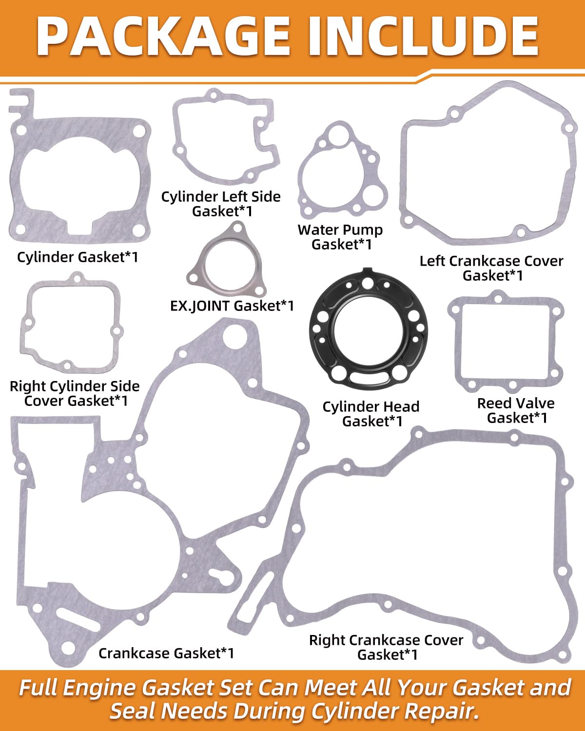 Gasket Set for Honda CR125R 2004 CR 125 R, 12251-KSR-A01, 12191-KSR-A00, 11191-KZ4-L30, Full Engine Complete Rebuild Gaskets Kit