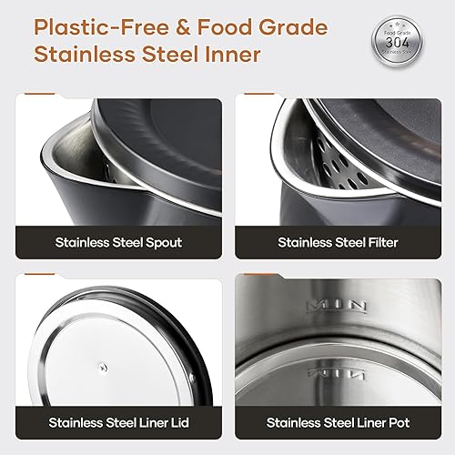 Miniatura 6 de OLEGA Hervidor de té eléctrico, pequeña olla eléctrica de 1.8 L, hervidor eléctrico de agua caliente de 1500 W, caldera de agua eléctrica y