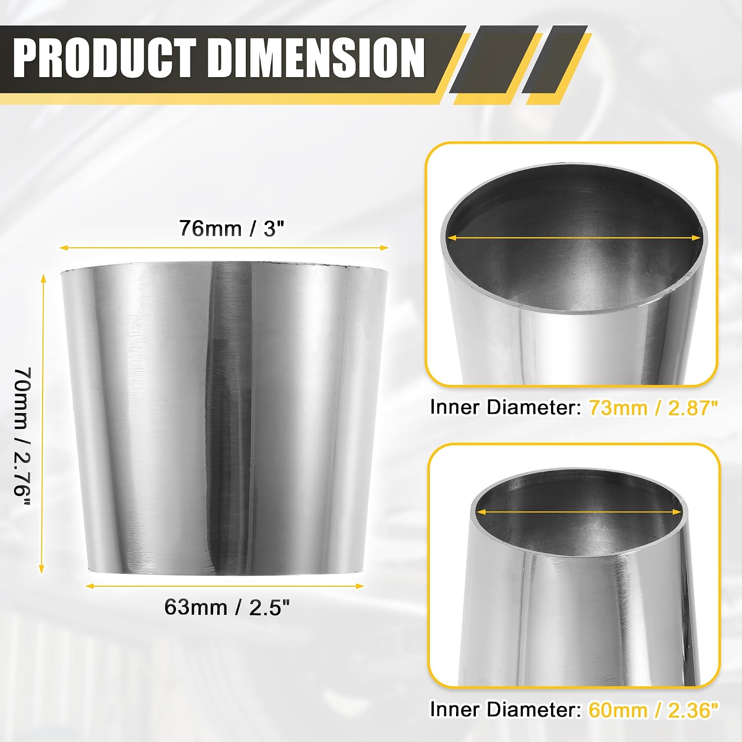 X AUTOHAUX Car Mandrel Exhaust Bend Elbow Pipe 304 Stainless Steel Concentric Reducer 2.5" OD to 3" OD 2pcs