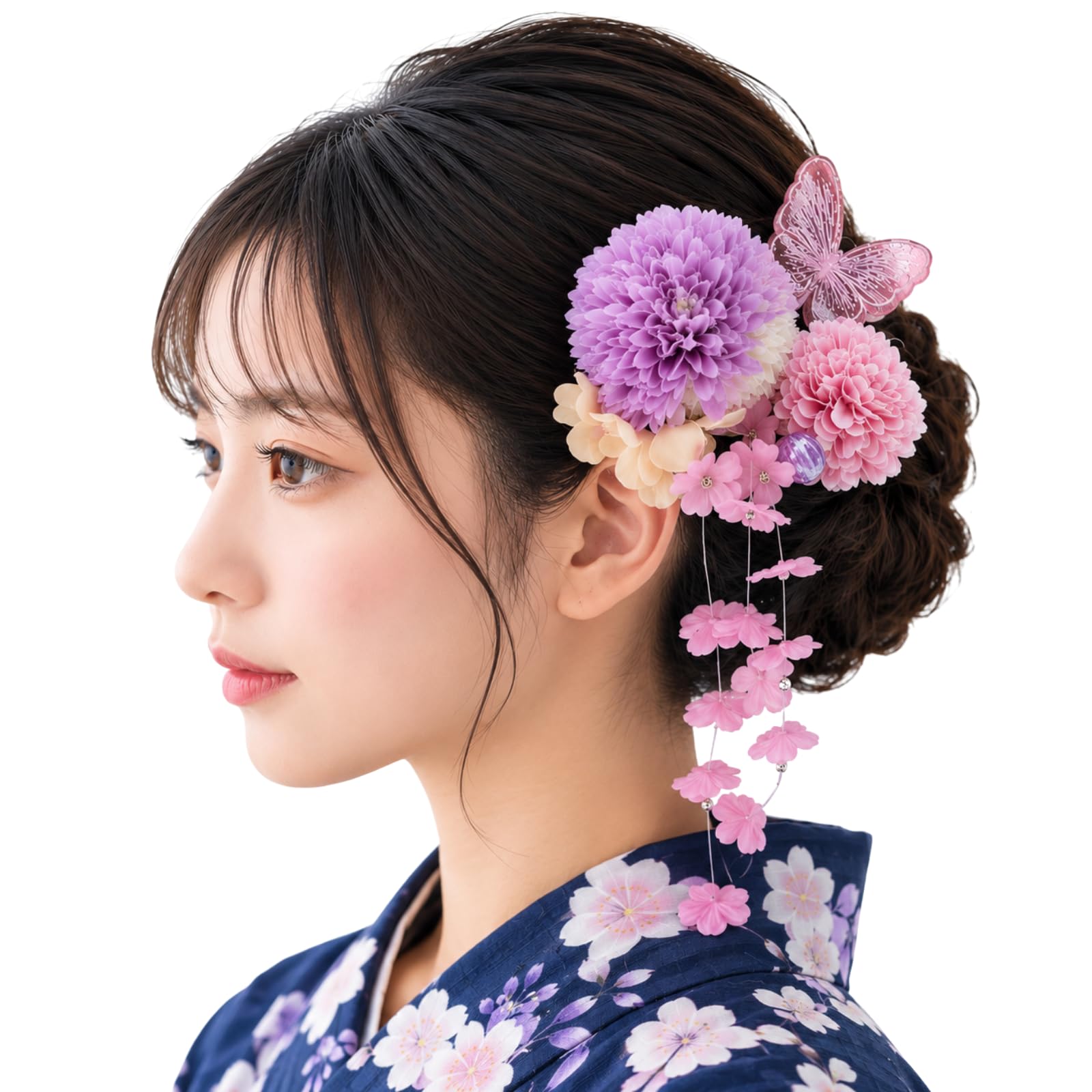 Amazon.co.jp: 【日本企業】浴衣用髪飾り 5点セット レディース 簡単