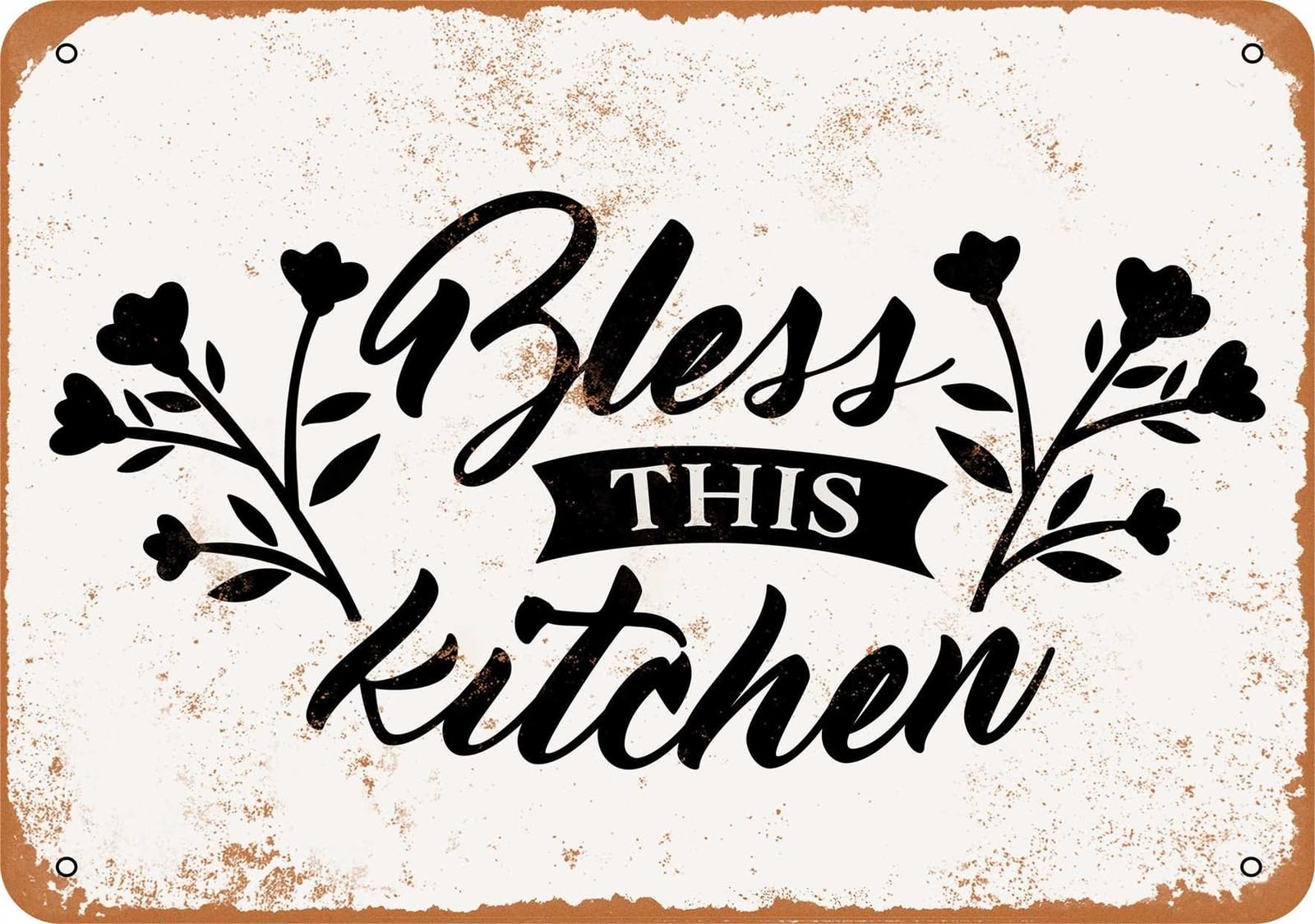 Miaomansenstore Metal Sign - Bless This Kitchen - Vintage Look Home Decor
