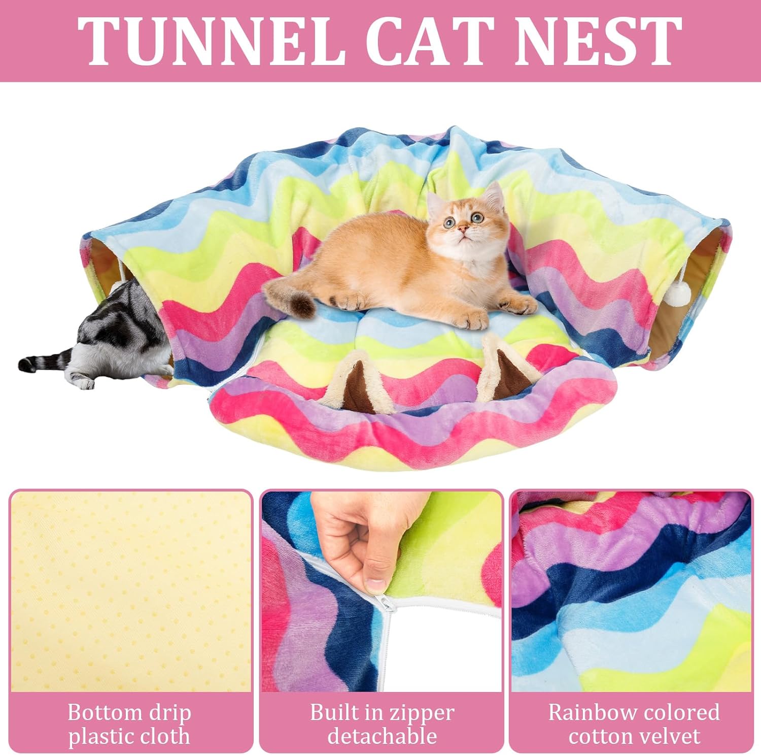Bunny Tunnel Bed, Cat Tunnel Tubes Toys, Cotton Plush Bunny Tube Tunnel, Removable Rabbit Tunnel Bed, Creative Bunny Tunnel Toy, Interactive Rabbit Tunnel Tube for Cat Bunny