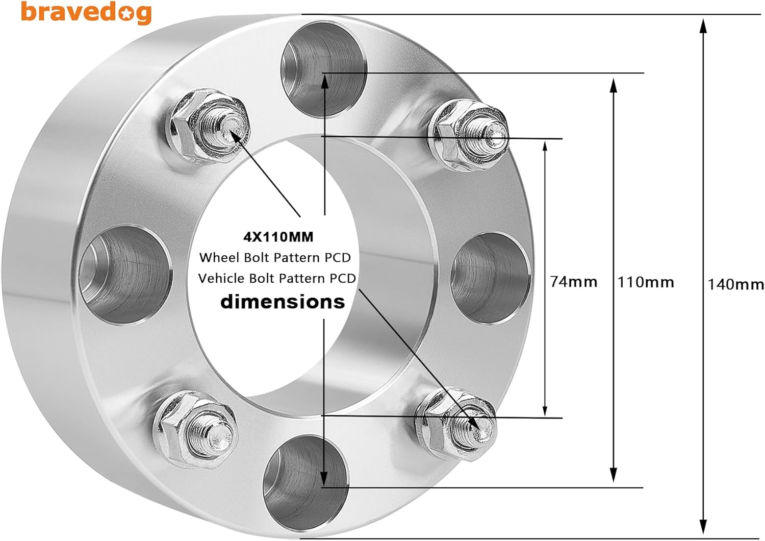 4x110 ATV Wheel Spacers 2 inch with 10×1.25 Studs, Wheel Spacer Adapters 74mm Hub Bore, Compatible with H-D, Y-M-H, Su-Z-K, B-b-d-R(Read Listing for Year Model details)2 Pack