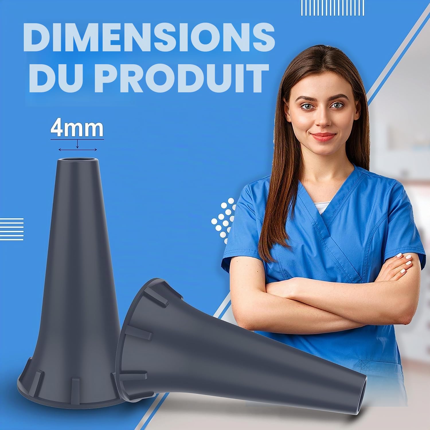 Lot de 100 embouts jetables pour otoscope 4 mm compatibles avec les otoscopes Welcelln, K.a.w.e, Ries-ter et H.e.i.n.e