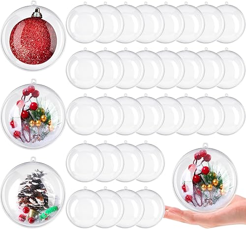 Wettarn 100 adornos de plástico transparente de 4 pulgadas3.937 in grandes transparentes de Navidad en julio, bolas de plástico rellenables, bolas