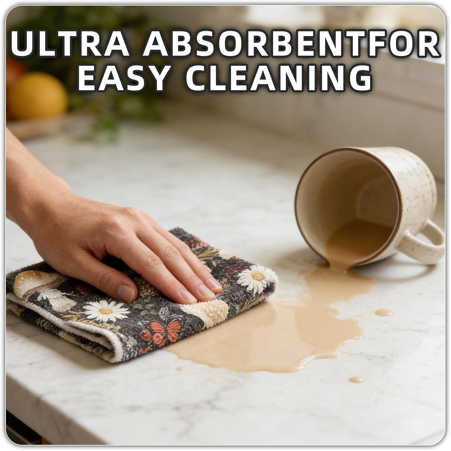 Kitchen Towel Set of 2,18×26Inch Mushroom Dishcloth with Hanging Loop,Quick Dry,Highly Absorbent Tea Towel,Reusable Fiber Towels,Lightweight Hand Towels,for Home Decorations,Housewarming Gift - Image 5