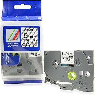 Fita Refil Compatível TZ-121 Tze-121 Transparente 9mm para Rotulador Brother PT-H105 PT-H110 PT-D210 PT-D400 P-Touch Cube