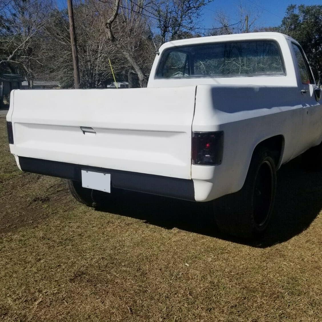 ECOTRIC Rear Roll Pan License Plate Compatible with 1973-1987 Chevy GMC C10 C20 C30 K10 K20 K30 Fleetside Styleside Bed W/Light 18 Gauge Steel