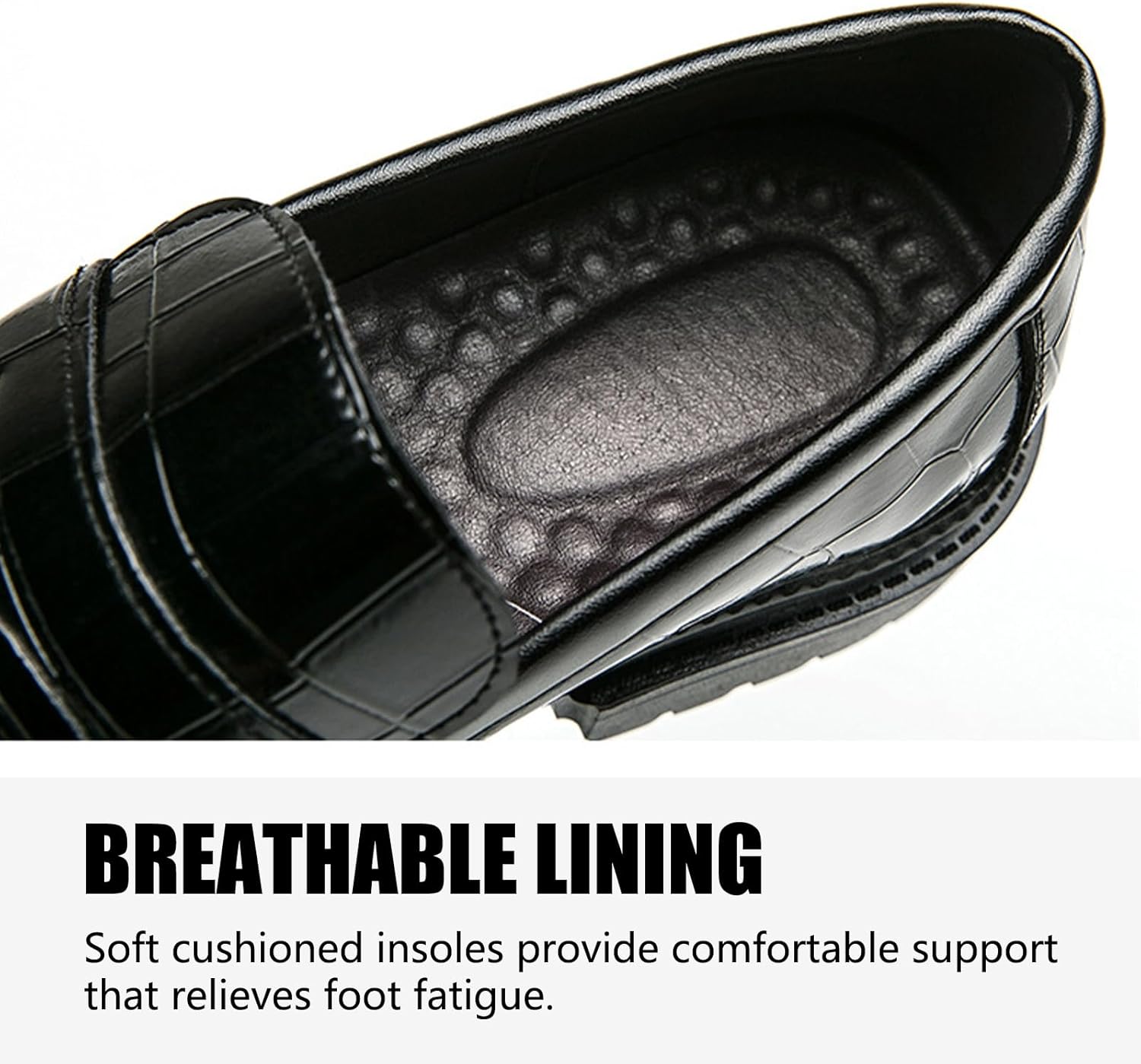 Men's Leather Platform Dress Loafers Classic Crocodile Printed Slip On Casual Comfortable Business Formal Shoes for Party Wedding Prom