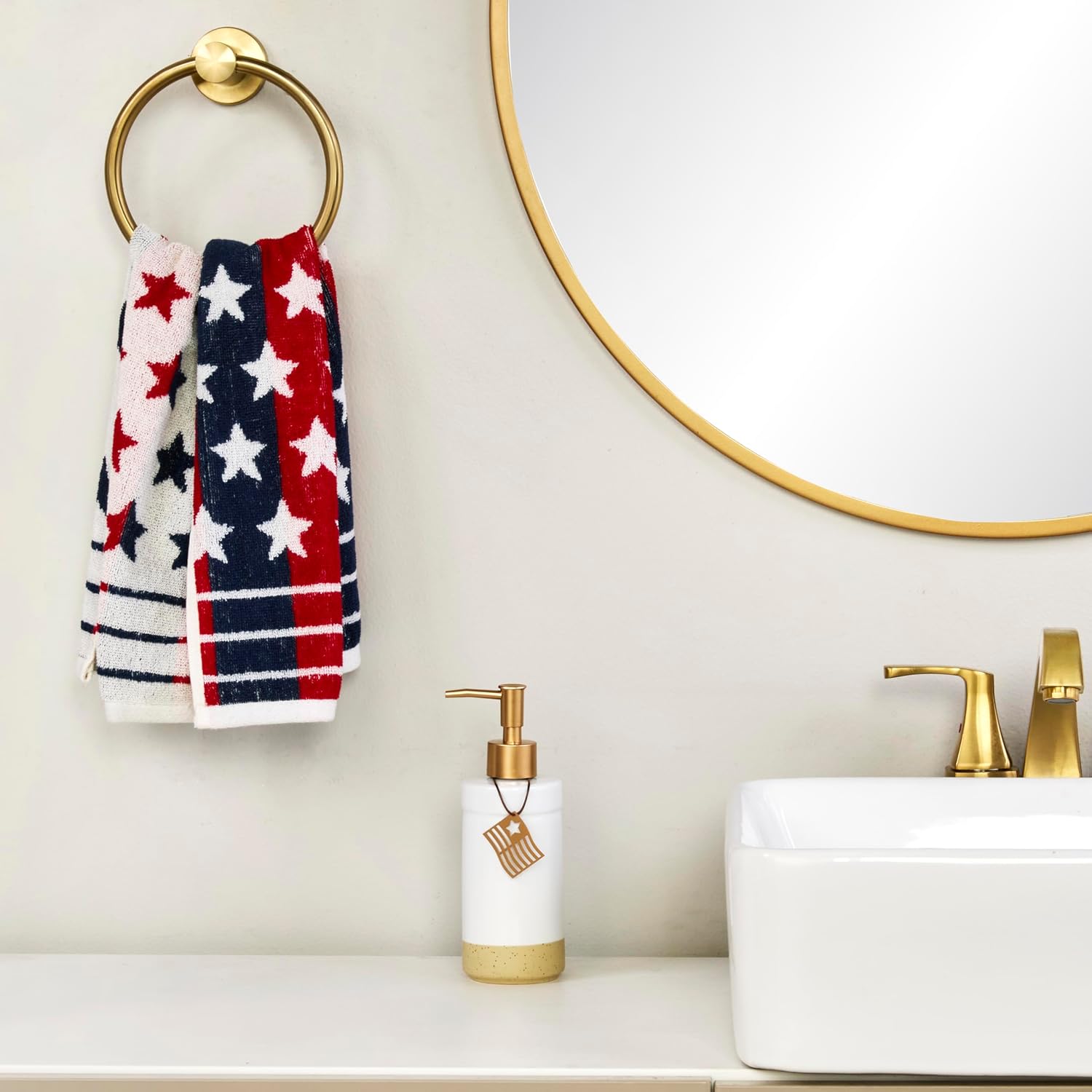 SKL Home Patriotic 4th of July Red White and Stars Hand Towel Set, 2 Count