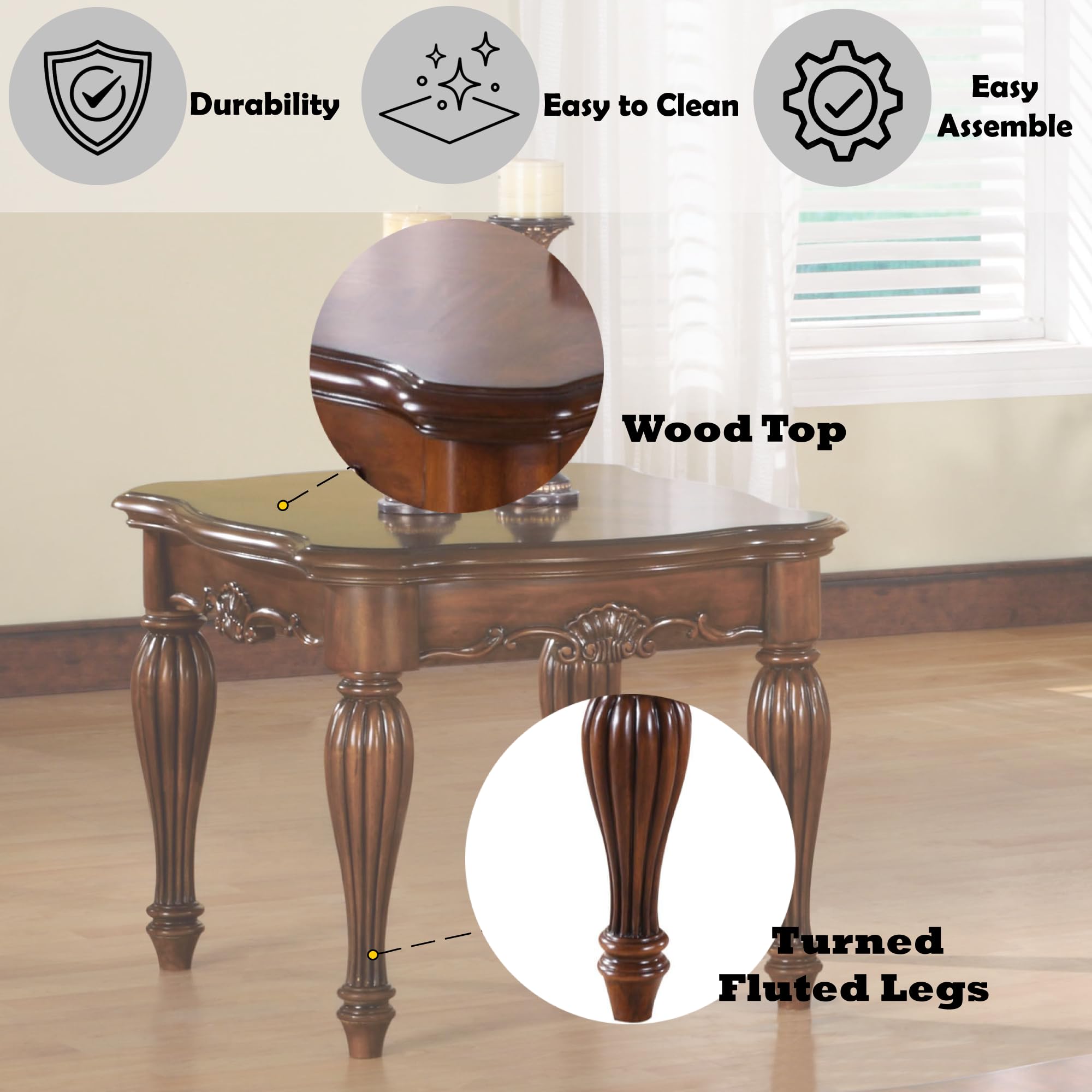 Amazon.com: Acme Dreena Rectangular Wooden End Table in