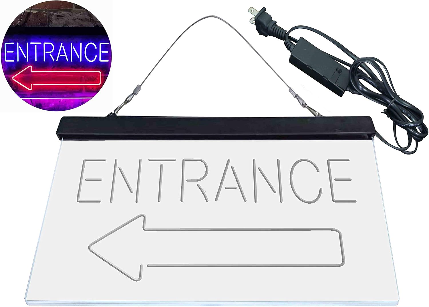 ADVPRO Entrance Arrow Left Dual Color LED Neon Sign Blue & Red 16 x 12 Inches st6s43-i3896-br