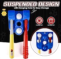 Vista 5 de Juego de pelota para niños, juegos de pelota en T para niños pequeños de 1 a 3 años, juguetes de béisbol con 6 bolas/guante/máquina