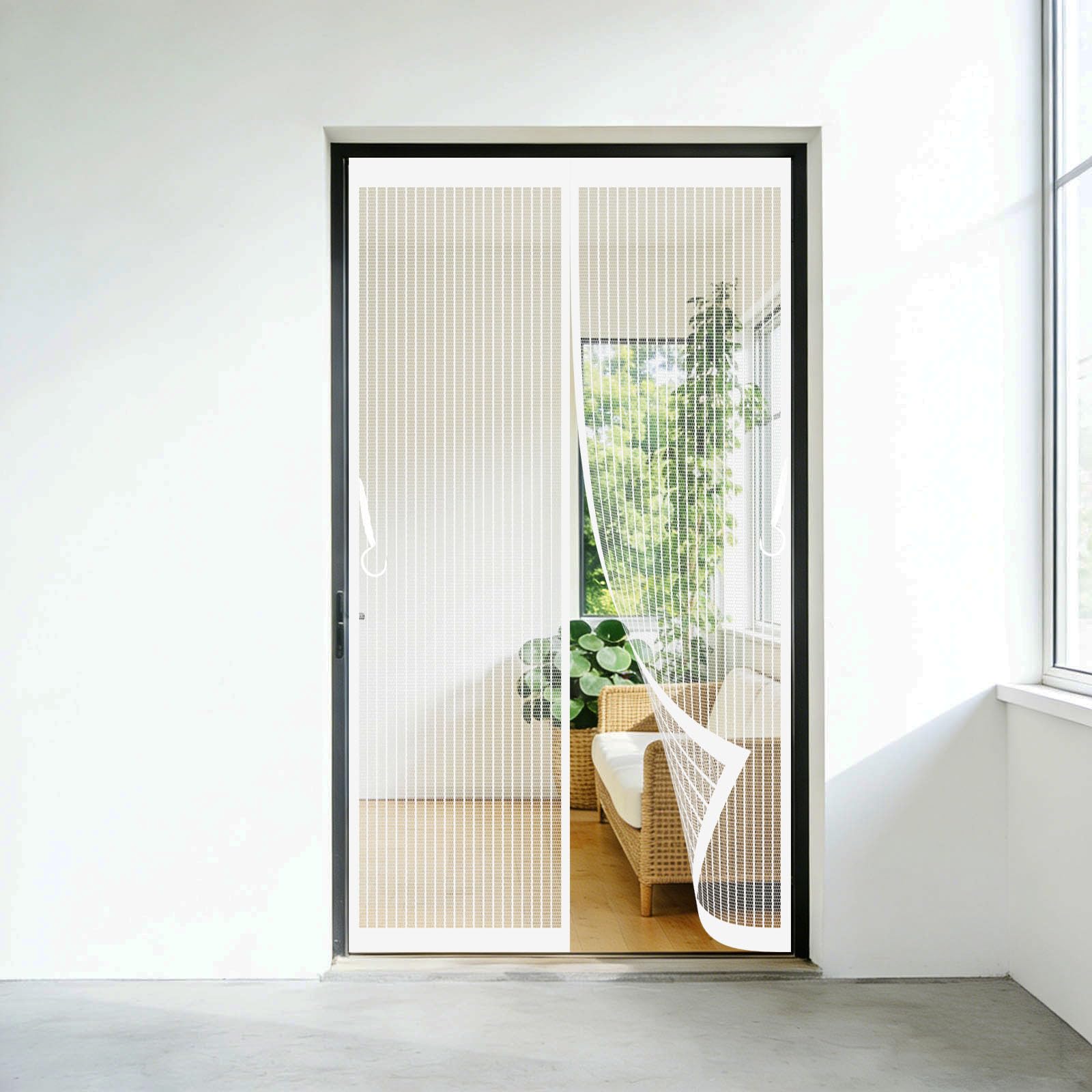Vliegengaas Voor Deur 260 x 100 cm Zonder Boren Insectenbescherming Eenvoudig Te Installeren Lichtdoorlatend en Weerbestendig Magnetische Horren Voor Balkondeur Woonkamer, Wit
