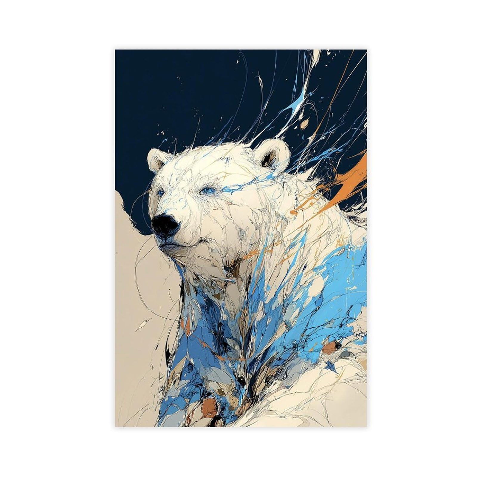 Ywtjax Unframe-Style Abstract Polar Bear Poster Canvas Poster For Dorm Room Decor Gift
