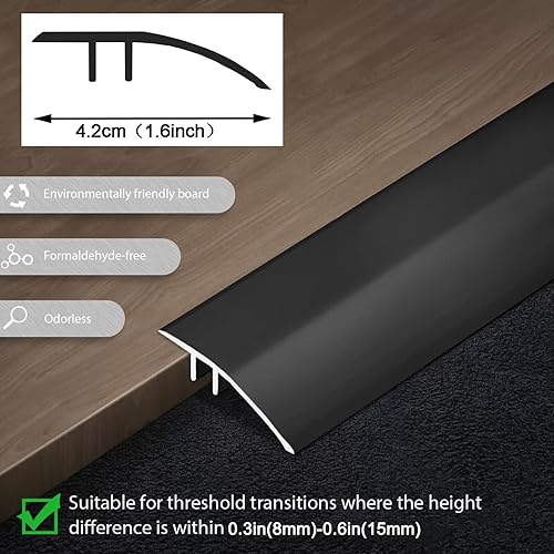 Miniatura 2 de HJXGQJM Tira de ajuste de alfombra, tira de umbral de transición de piso de aluminio, tiras de transición de piso, para unir huecos en el piso, para