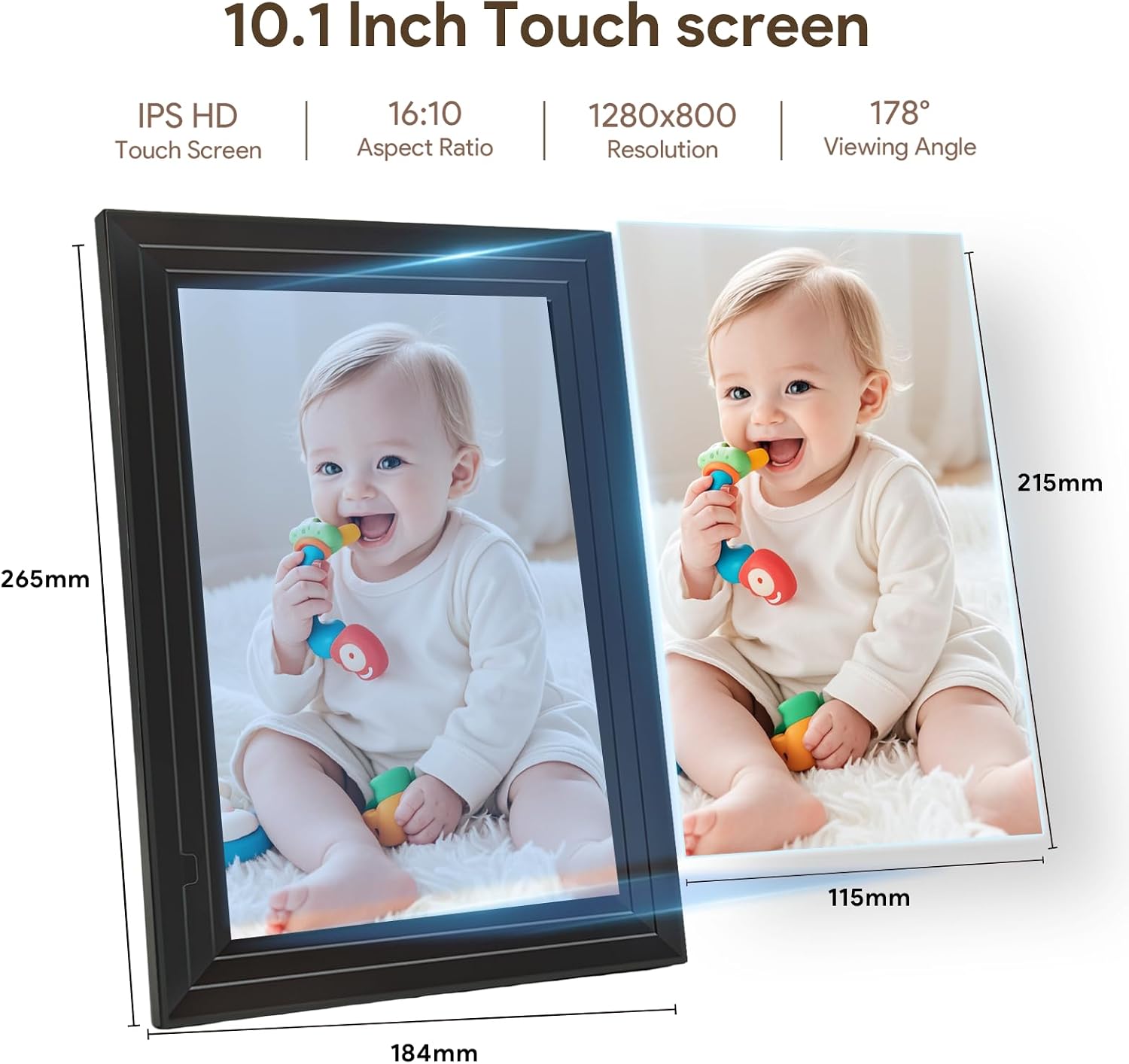 10.1 Inch WiFi Digital Picture Frame,Encrypted & Private Photo/Video Sharing,IPS Touch Screen, 16GB Invite Unlimited Family via Uhale App,Gift for Mother's Day, Parents, Grandparents
