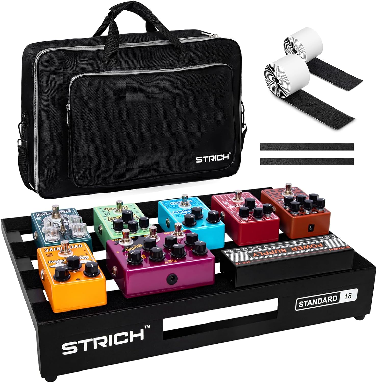 STRICH Guitar Pedal Board Aluminum Alloy 1.98lb Super Light Effect Pedalboard 18'' x 12.5'' with Carry Bag, STANDARD 18 (Angled) STANDARD 18 (18" x 12.5" x 3.15") Black