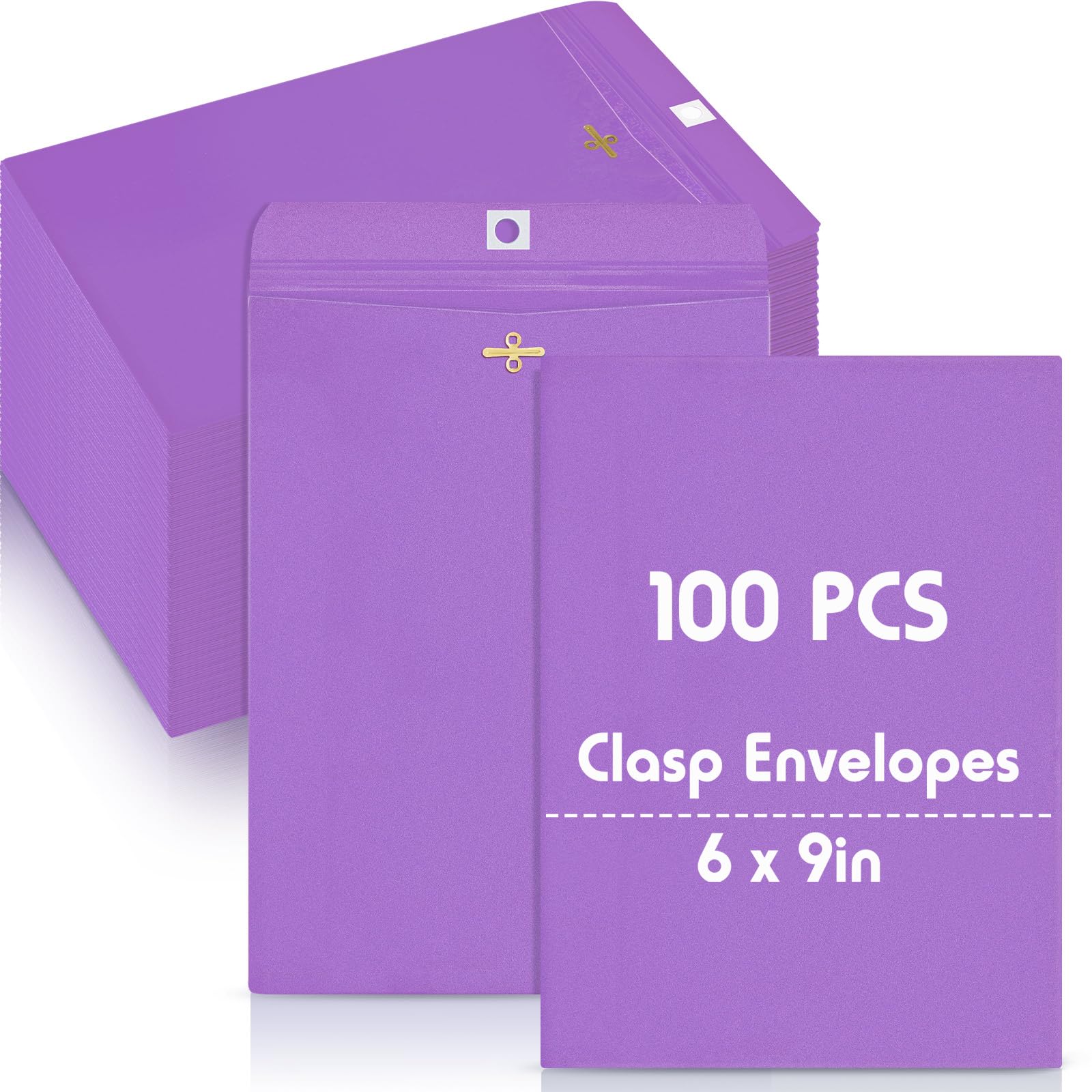 Geyee 100 Pcs 6 x 9 Inch Purple Clasp Manilla Envelopes Mailing