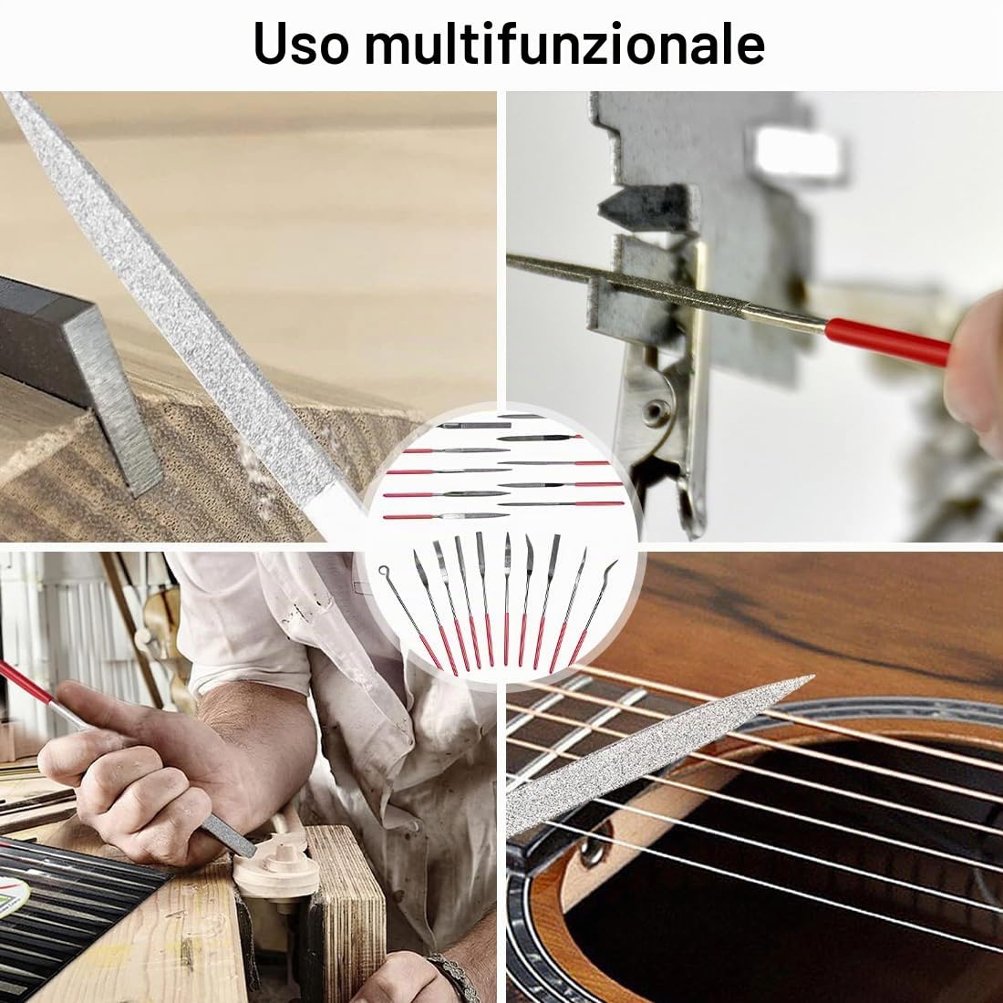 Set di 20 mini lime per chiavi con manico in gomma per legno, metallo, vetro e ceramica, accessori per stampante 3D, strumenti per modellismo con custodia in plastica richiudibile