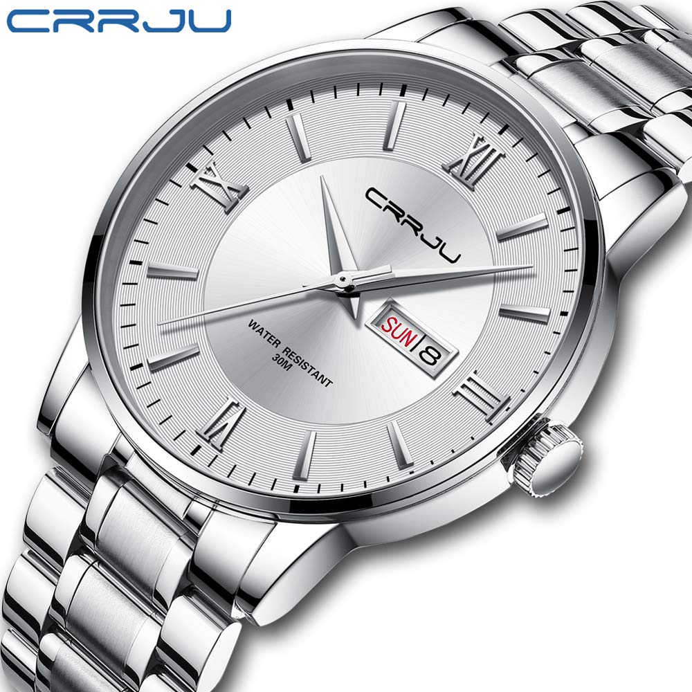 CRRJU Montres Homme étanche Quartz Montres Bracelet en Acier Inoxydable élégant Classique Montre de Sport