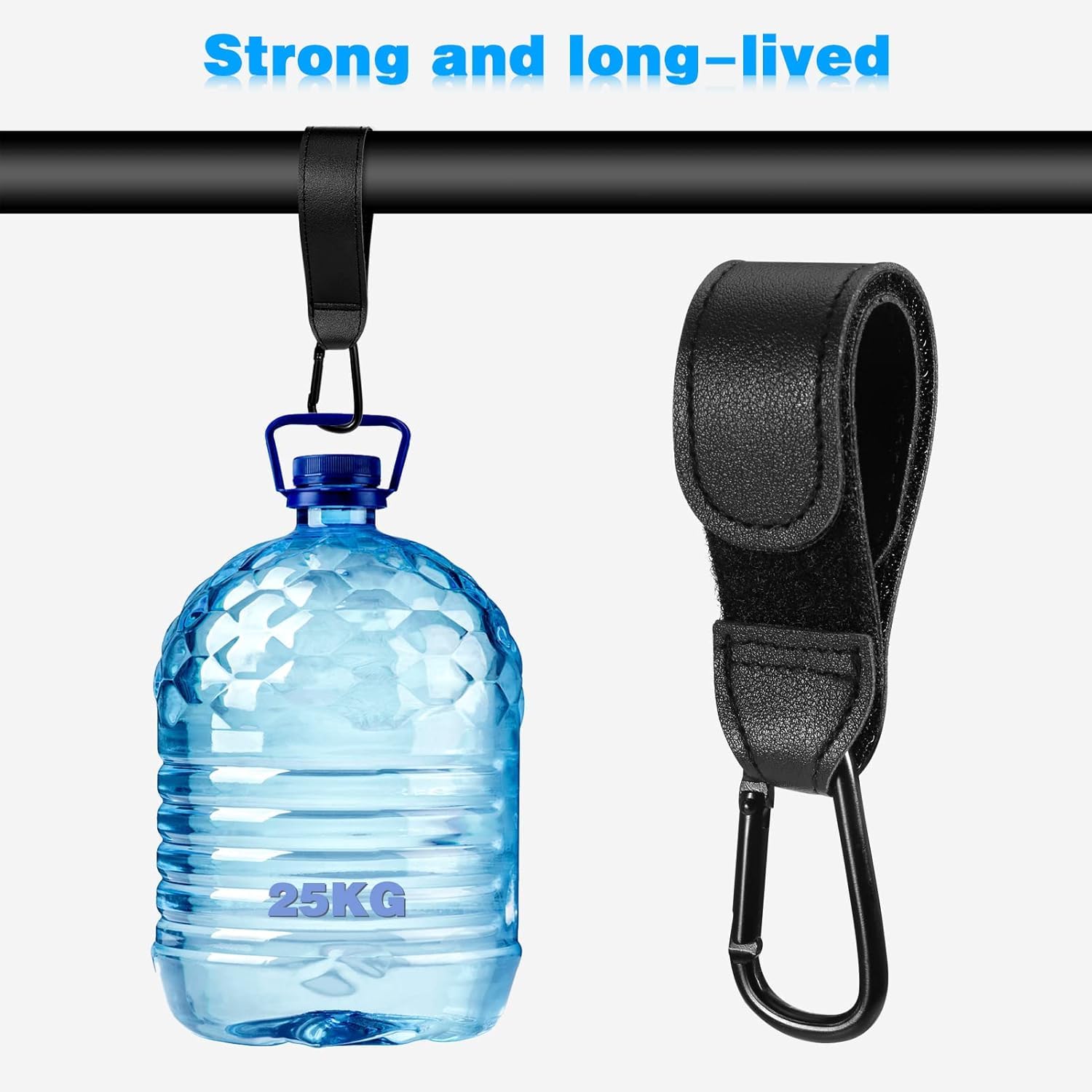 STORE 2508 Pack of 2 Adjustable Stroller Hooks with Carabiners 2
