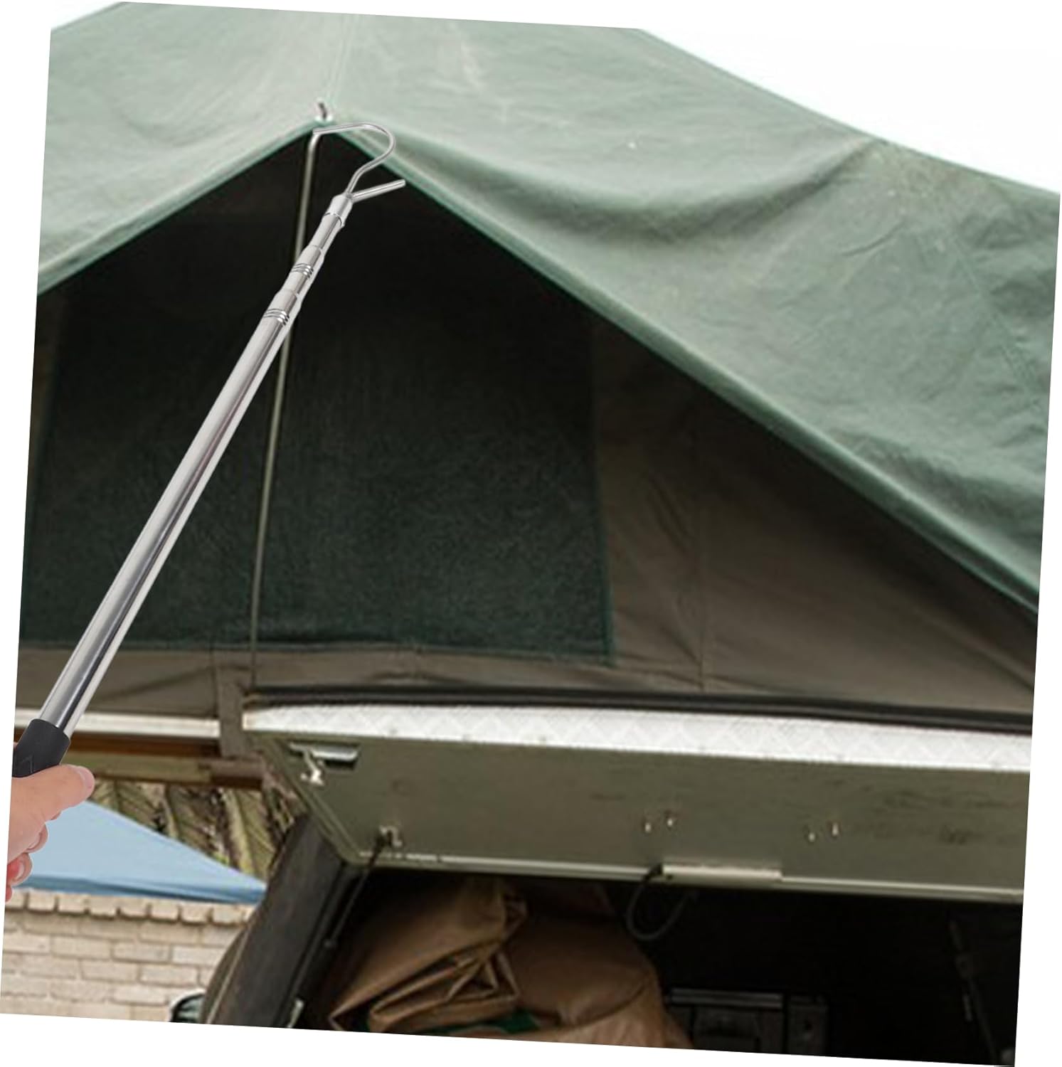 1.5m Rv Awning Opener Adjustable Puller Portable Retractable Awning Rod for Tents and Campers Quick Extension and Compact Storage Includes Pulling Hook