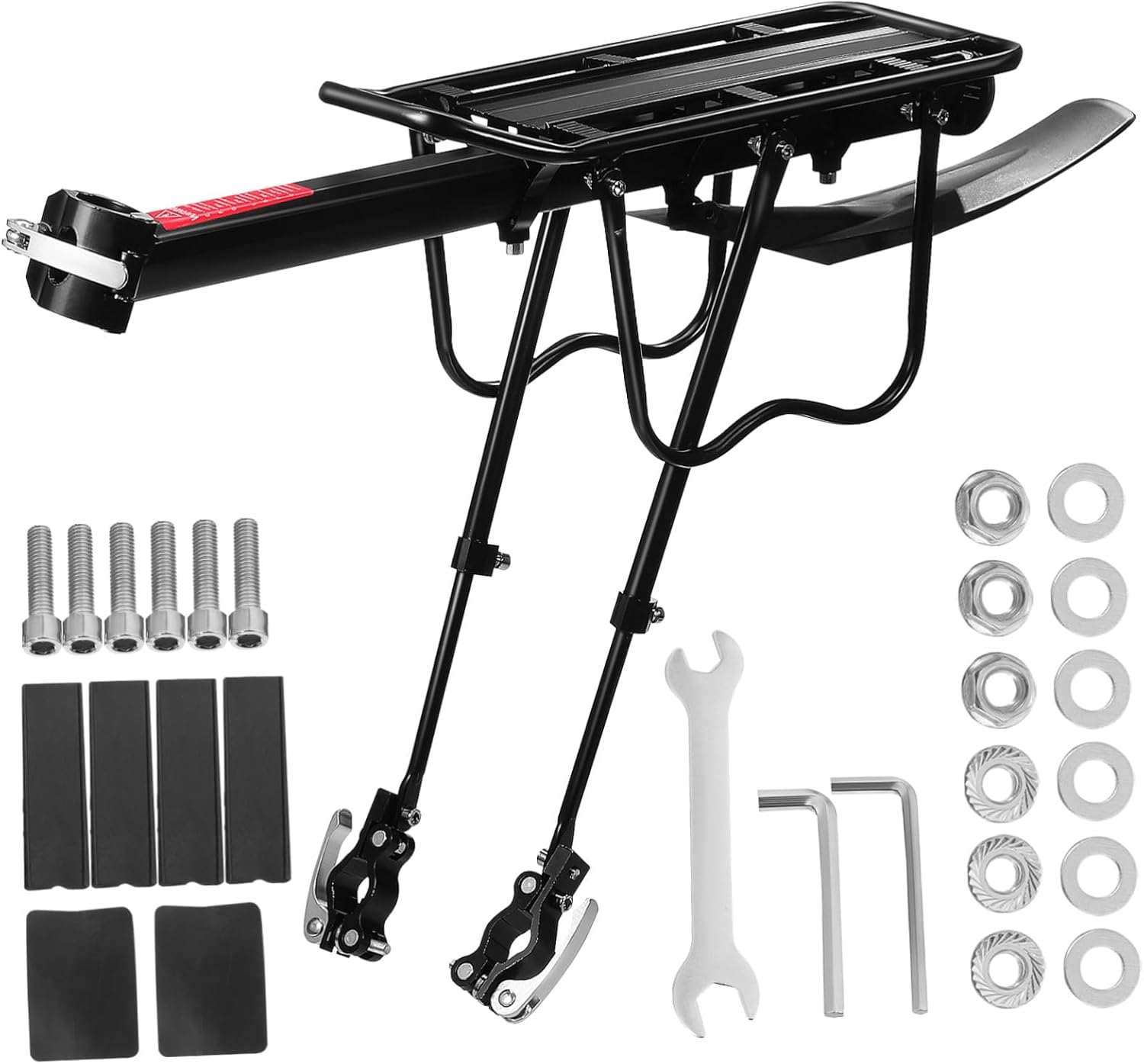 Kisangel Quick Release Bicycle Cargo Rack for Mountain Bikes Rear Bike Rack with Sturdy Aluminum Frame Adjustable Height and Integrated Mug Guard for Commuters and Outdoor Enthusiasts