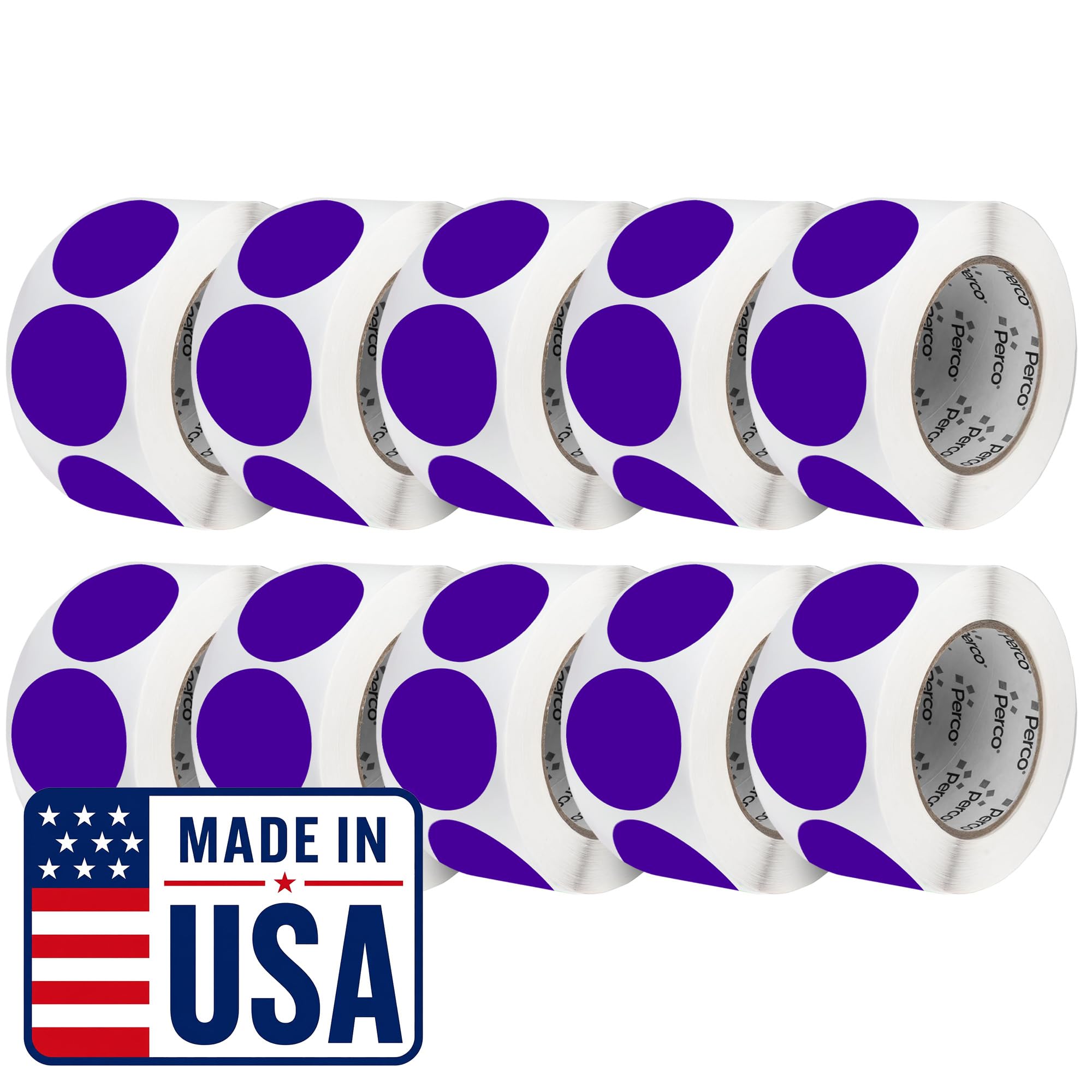 Perco Purple Perforated Round Circle Dot Sticker 3-Inch Labels — 10 Rolls, 5,000 Stickers - Creative Branding, Category Labels &amp; Themed Packaging - Made in USA