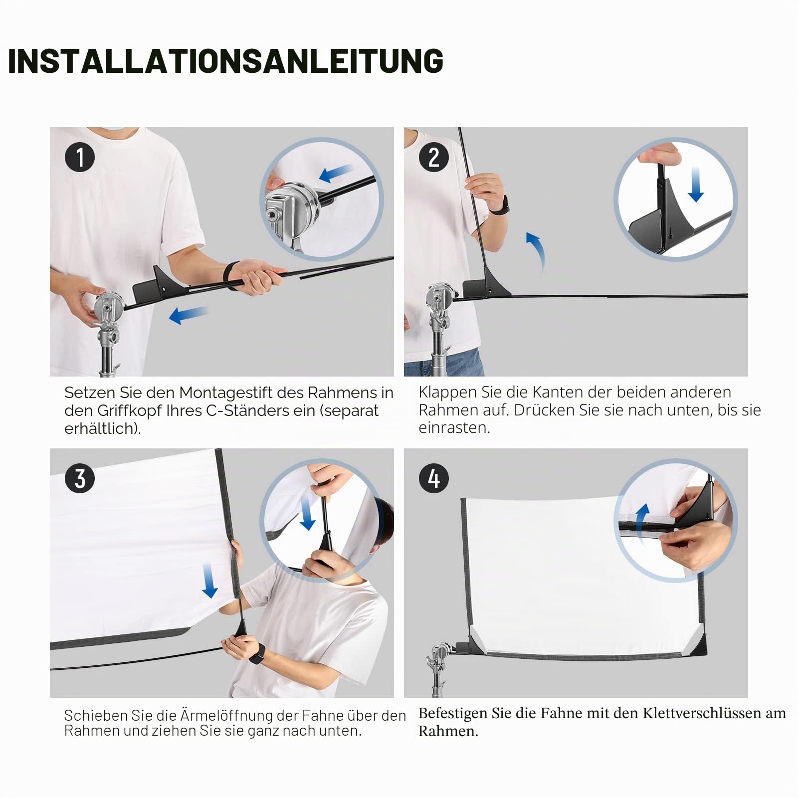 NEEWER SF6090F 5 in 1 Faltbare Fotografie Flaggen-Kit Reflektor Lichtmodifikator für weiche und Diffuse und helle Effekte inklusive Tragetasche