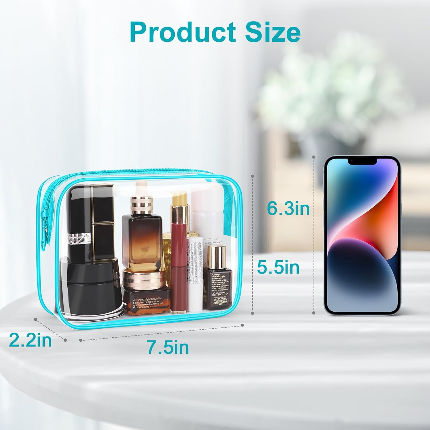 Wedama TSA Approved Toiletry Bag, Cosmetic Bags 2 Pack with Zipper Carry on Airline Airport Travel Accessories, PVC Makeup Bags for Travel, Quart Size Travel Bags for Men and Women-Mint Green image 3