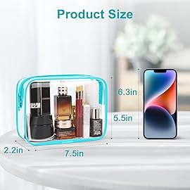 Wedama TSA Approved Toiletry Bag, Cosmetic Bags 3 Pack with Zipper Carry on Airline Airport Travel Accessories, PVC Makeup Bags for Travel, Quart Size Travel Bags for Men and Women-Mint Green