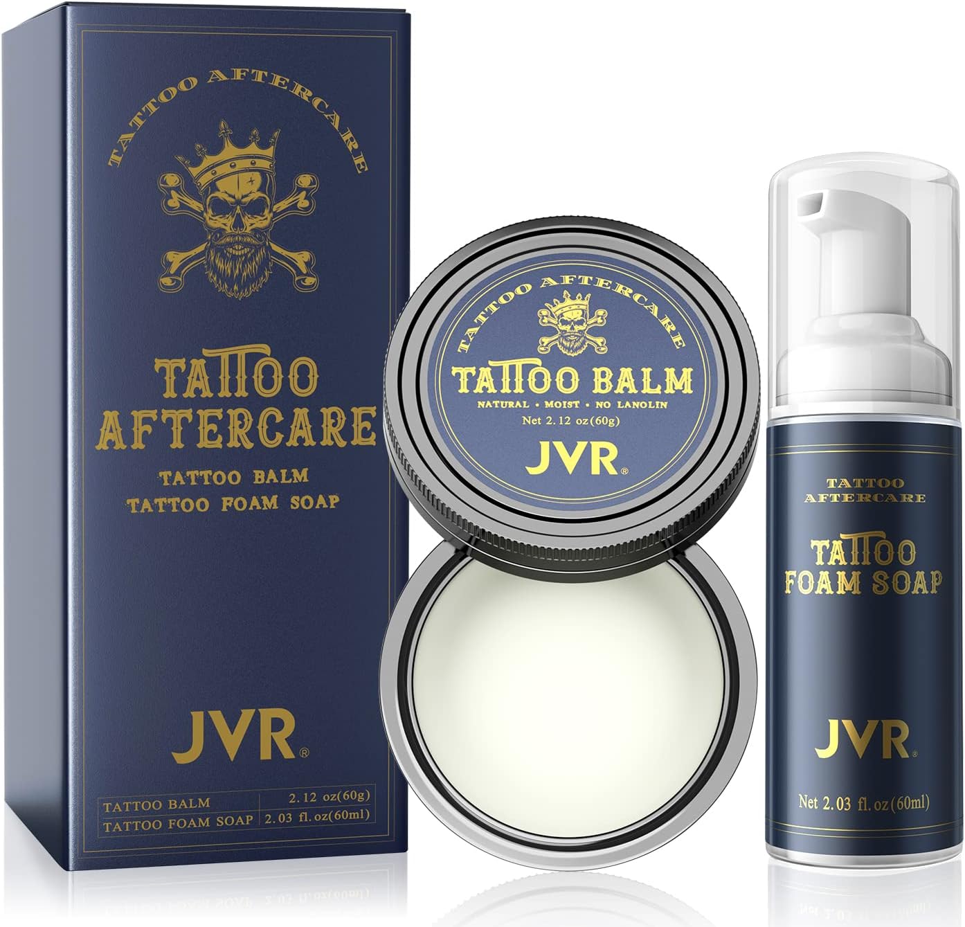 Tattoo Aftercare kit, JVR Tattooing Balm and Foam Soap for Tattoos skin cleaning, Soothing, Moisturizing, Color Enhancement (Sweet)
