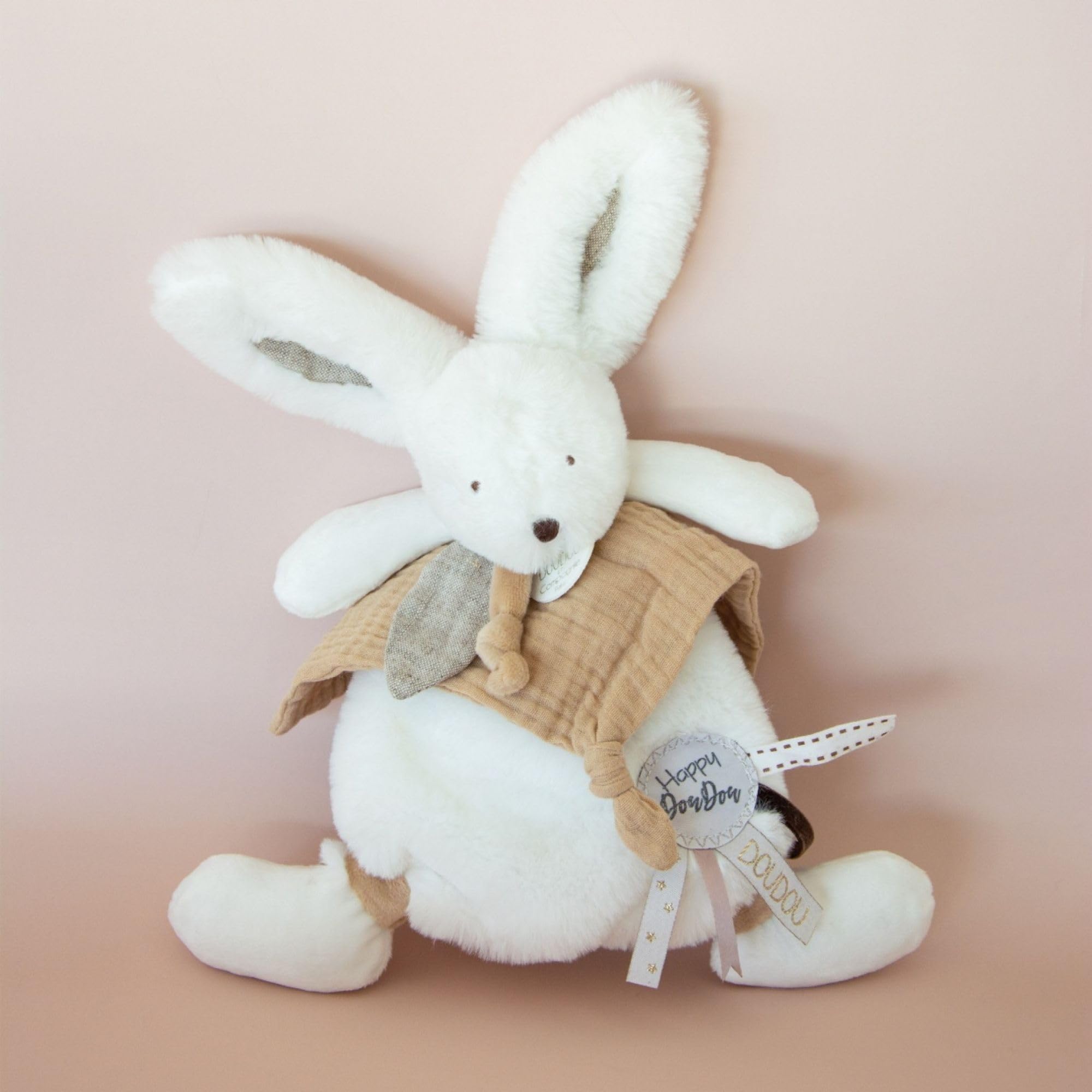 Doudou Et Compagnie Mini-Kuscheltier Hase – Happy Wild, 17 Cm, Beige, Mit Registrierungsnummer
