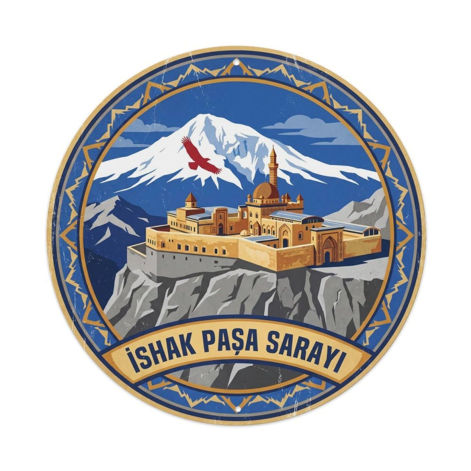 Dogubayazit Ishak Pasha Turkey Travel Bold Color Metal Tin Sign