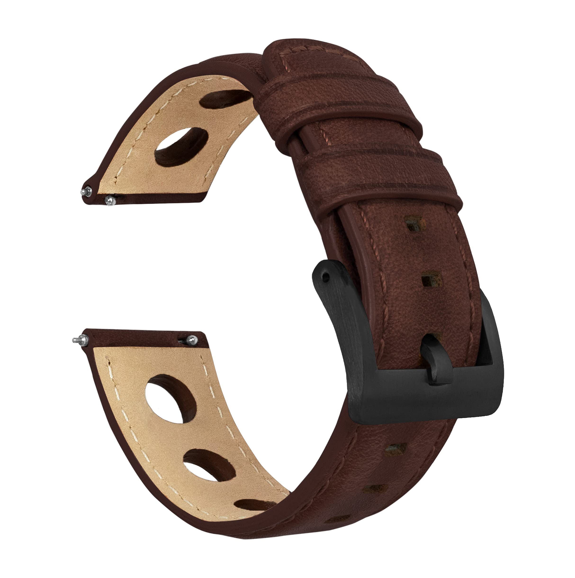Barton Racing &amp; Rally Horween Leather Straps with Integrated Quick Release Spring Bars - Watch Bands