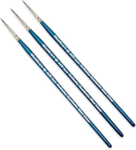 Miniatura 3 de AIT Art Select - Mini pinceles de pintura con detalles de forro tamaño 50 paquete de 3 sable sintético Kolinsky juego montado en Estados Unidos para