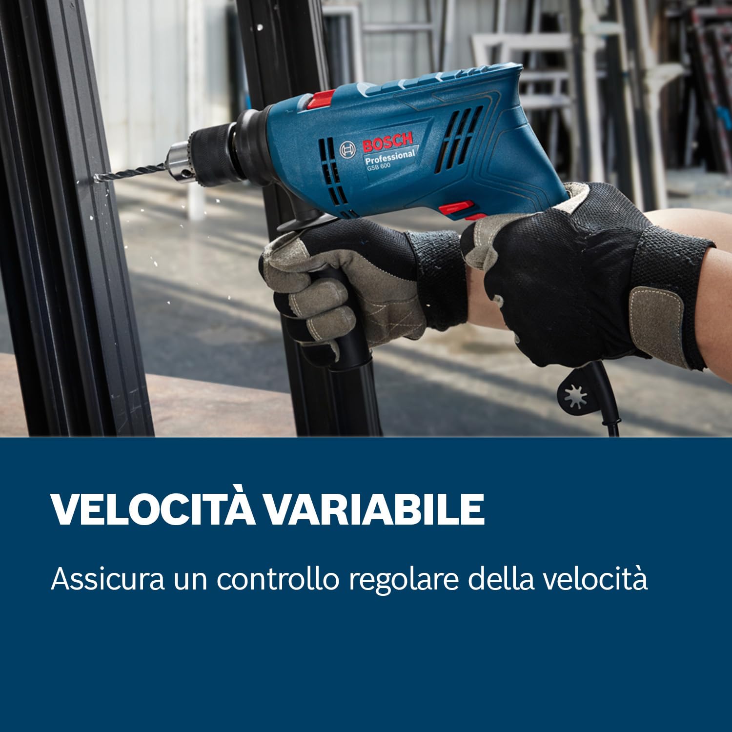 Bosch Professional Trapano con percussione a filo GSB 600 (motore da 600 W, foratura di 13 mm nel calcestruzzo, spazzola in carbonio)