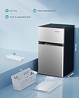 Vista 8 de Euhomy - Refrigerador miniatura con congelador, 3.2 pies cúbicos, refrigerador miniatura con congelador, refrigerador de dormitorio con congelador