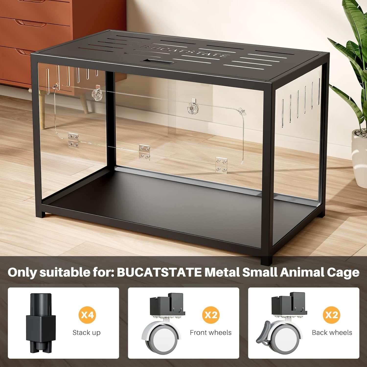 BUCATSTATE Cage 2.0 Universal Wheel & Stacking Accessories, Cages 2.0 Accessories That Support Moving and Stacking (for Cage 2.0, Black)