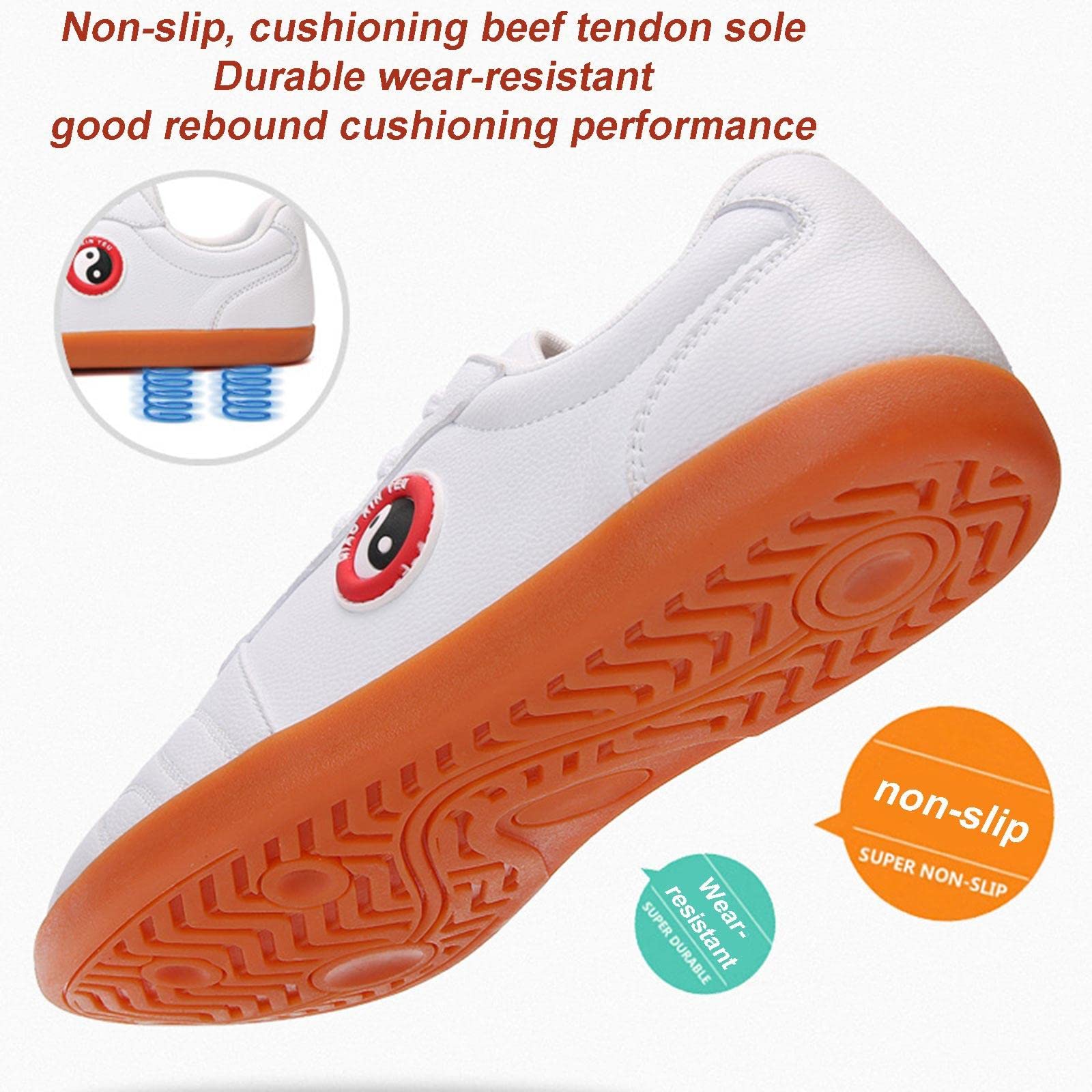 Kung Fu sporty walki Tai Chi buty gumowa podeszwa oddychające lekkie buty do sportów walki mężczyźni kobiety antypoślizgowe trampki, białe-37