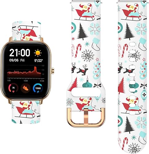 Bandas de Navidad compatibles con Amazfit GTSGTS 2 GTS 2 MiniGTS 2e GTS 3  GTS 4 MiniGTS 4, banda floral de silicona suave sin decoloración para
