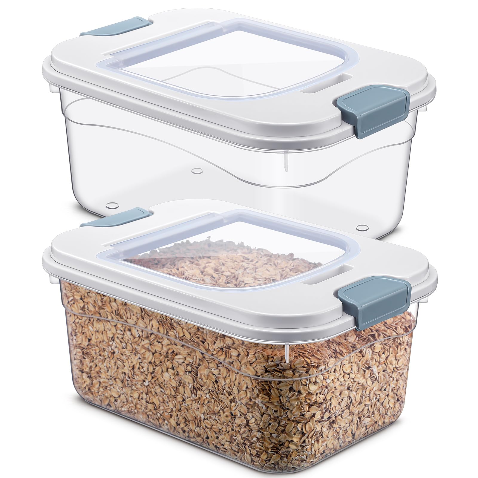 Funnymoom 2 Pcs 10 Lbs Rice Storage Container Large Airtight Flour Storage Container Plastic Clear Rice Bin Sealed Rice Holder Bin for Kitchen Flour Nuts Sugar Oatmeal Cereal Pantry Organization