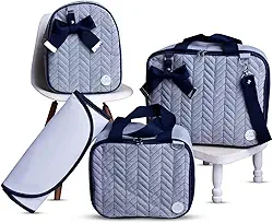 Kit de Bolsa Mala Maternidade 4 Peças Jeans