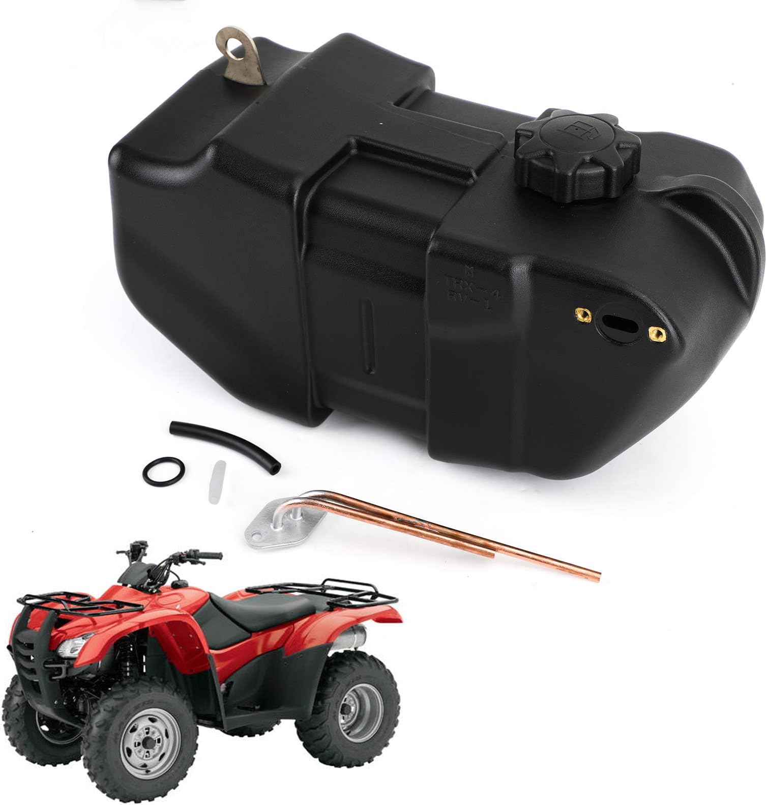 Bruce & Shark Plastic Fuel Tank with Cap, Fuel Tank Gas Cap Petcock Kit Fits for Honda Atv TRX 350D 350 Fourtrax Foreman 1986-1989