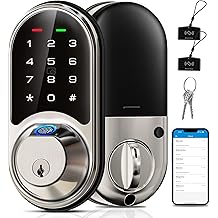 Veise RZ07 Smart Lock, Fingerprint Door Lock, 7-in-1 Keyless Entry with App Control, Electronic Touchscreen Keypad Deadbolt, Biometric Smart Locks for Front Door, Satin Nickel
