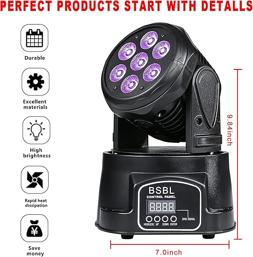 Miniatura 6 de 70W cabezas móviles DJ enciende RGBW 4 en 1 luz del efecto del lavado del LED con 9/14CH DMX512 - Iluminación de la etapa del LED para los